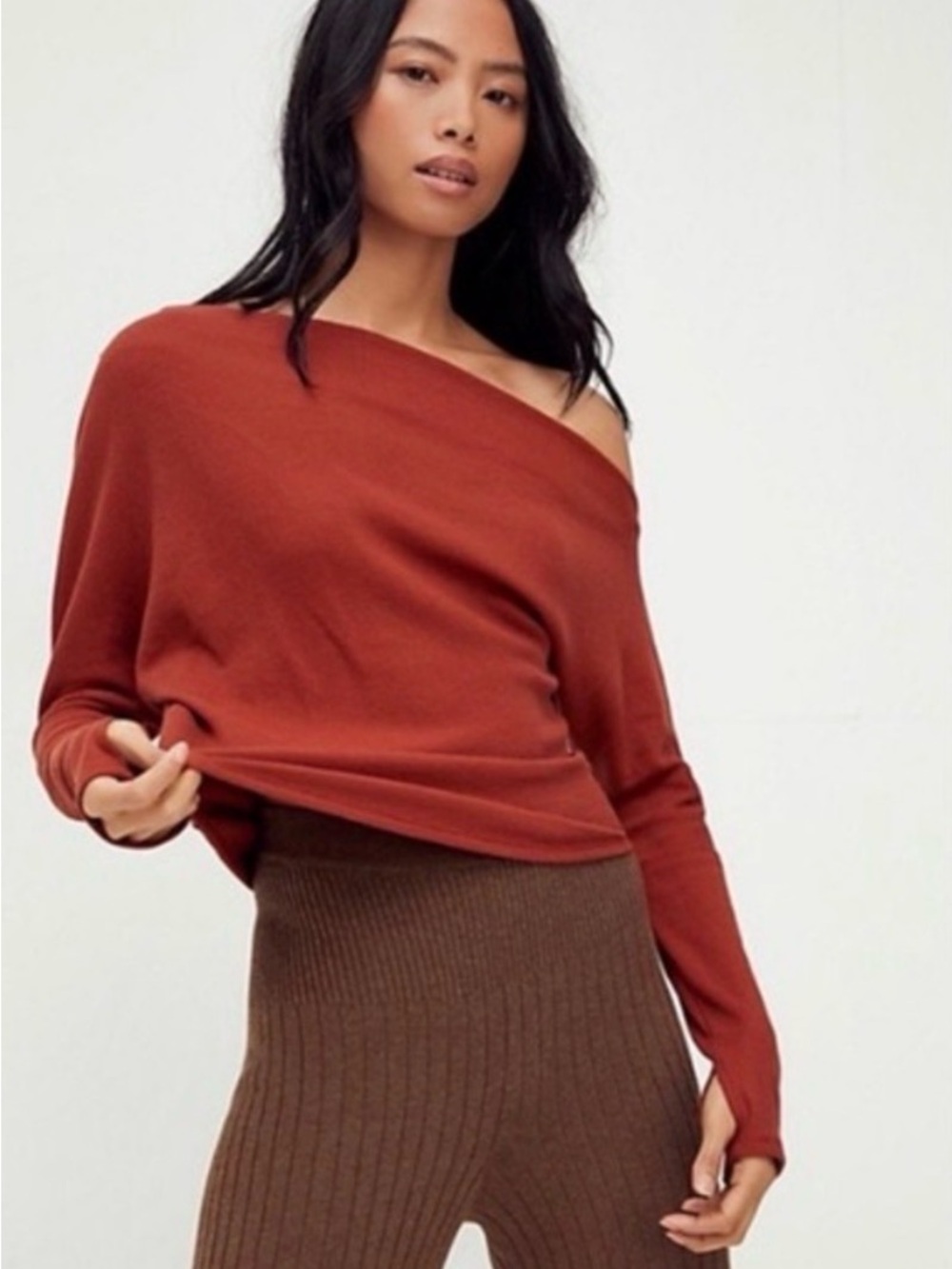 We The Free Off-Shoulder Sweater in Rust